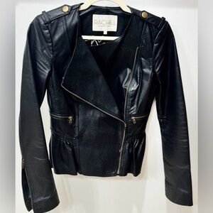 Rachel Rachel Roy Black Size Small Genuine Leather Zip Jacket